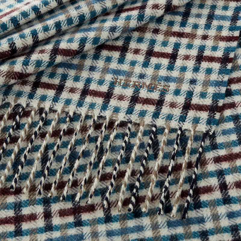 H Ecossais scarf - White | Hermès Canada